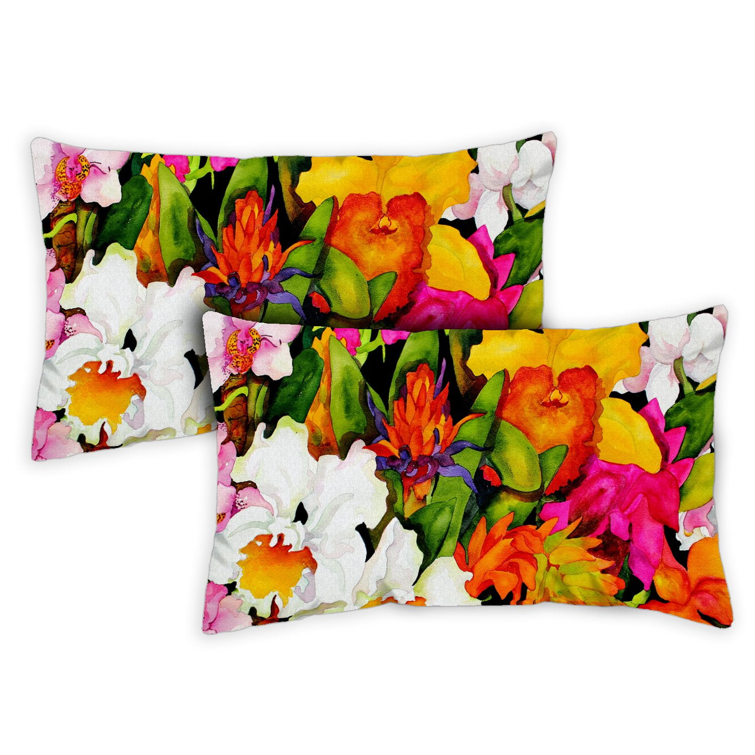 Toland Home Garden Set of 2 Exotic Flowers Spring Pillow Covers 12x18