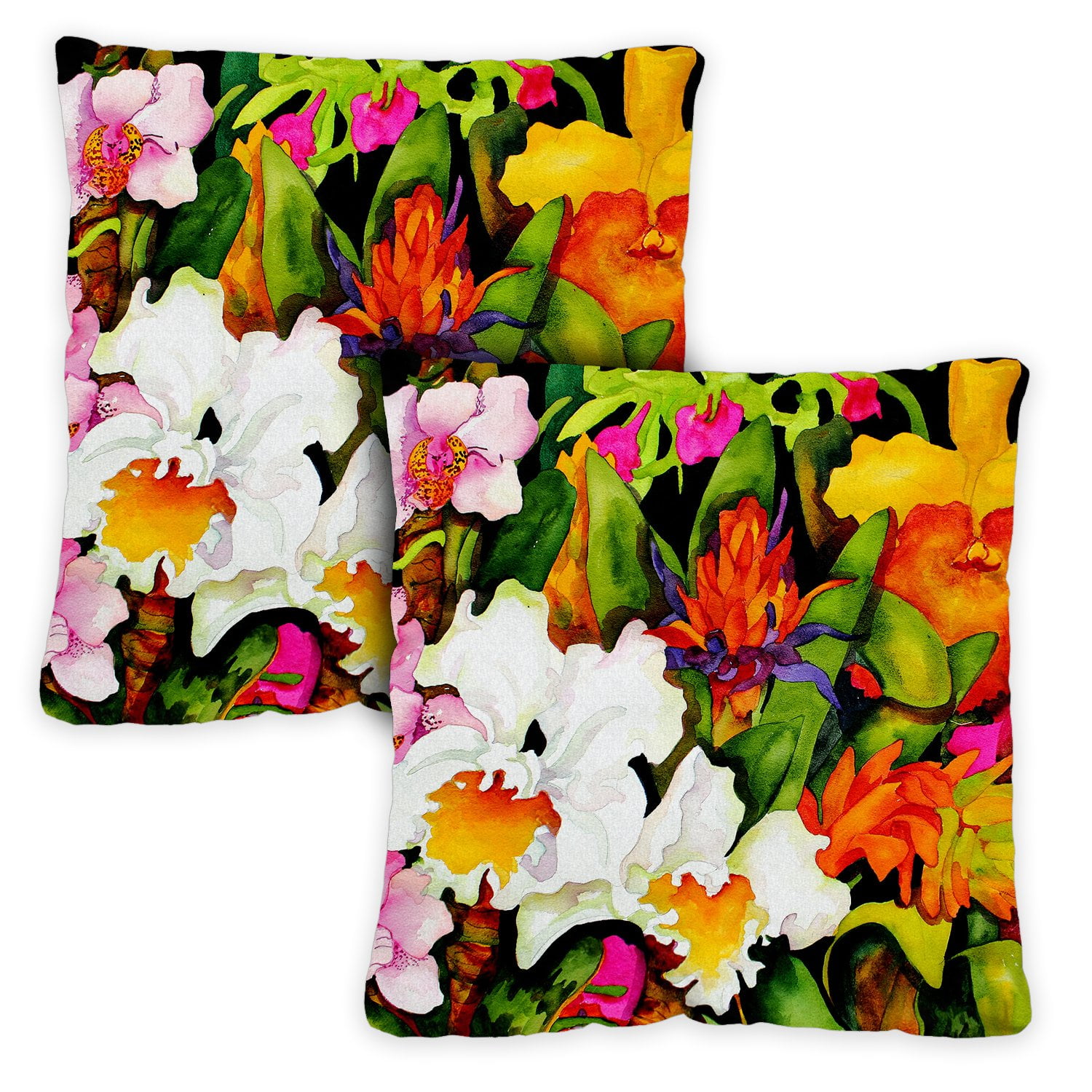 Toland Home Garden Set of 2 Exotic Flowers Spring Pillow Covers 18x18
