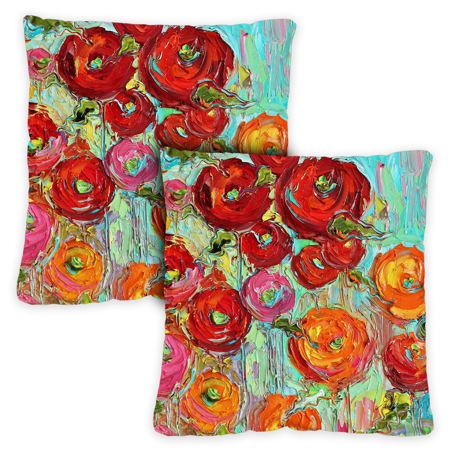 Toland Home Garden Set of 2 Fabulous Flowers Spring Pillow Covers 18x18