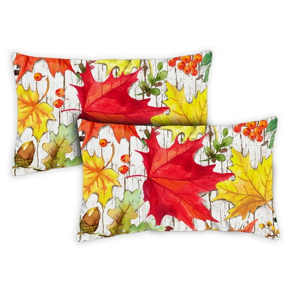 Toland Home Garden Set of 2 Falling Leaves Fall Pillow Covers 12x18 Inch Autumn Throw Pillows