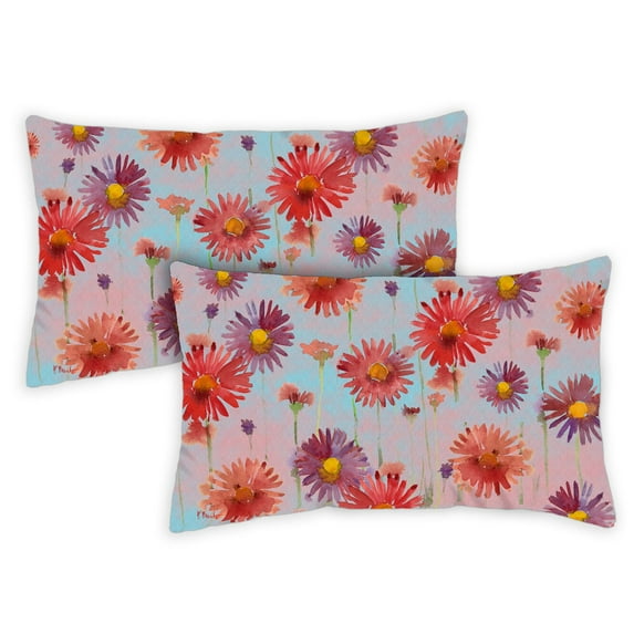 Toland Home Garden Set of 2 Flower Power Spring Pillow Covers 12x18 Inch Flower Throw Pillows