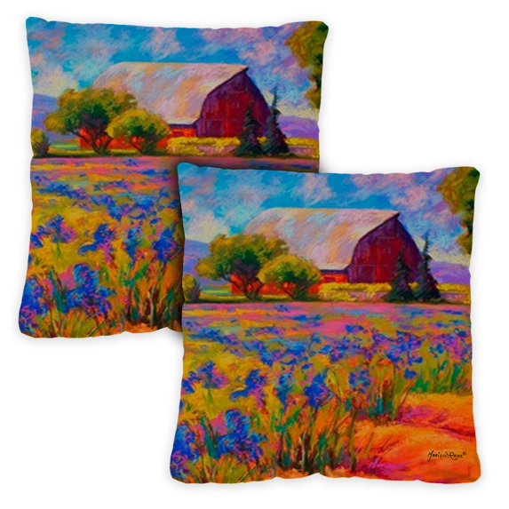 Toland Home Garden Set of 2 Lavender Farm Spring Pillow Covers 18x18 Inch Flower Throw Pillows