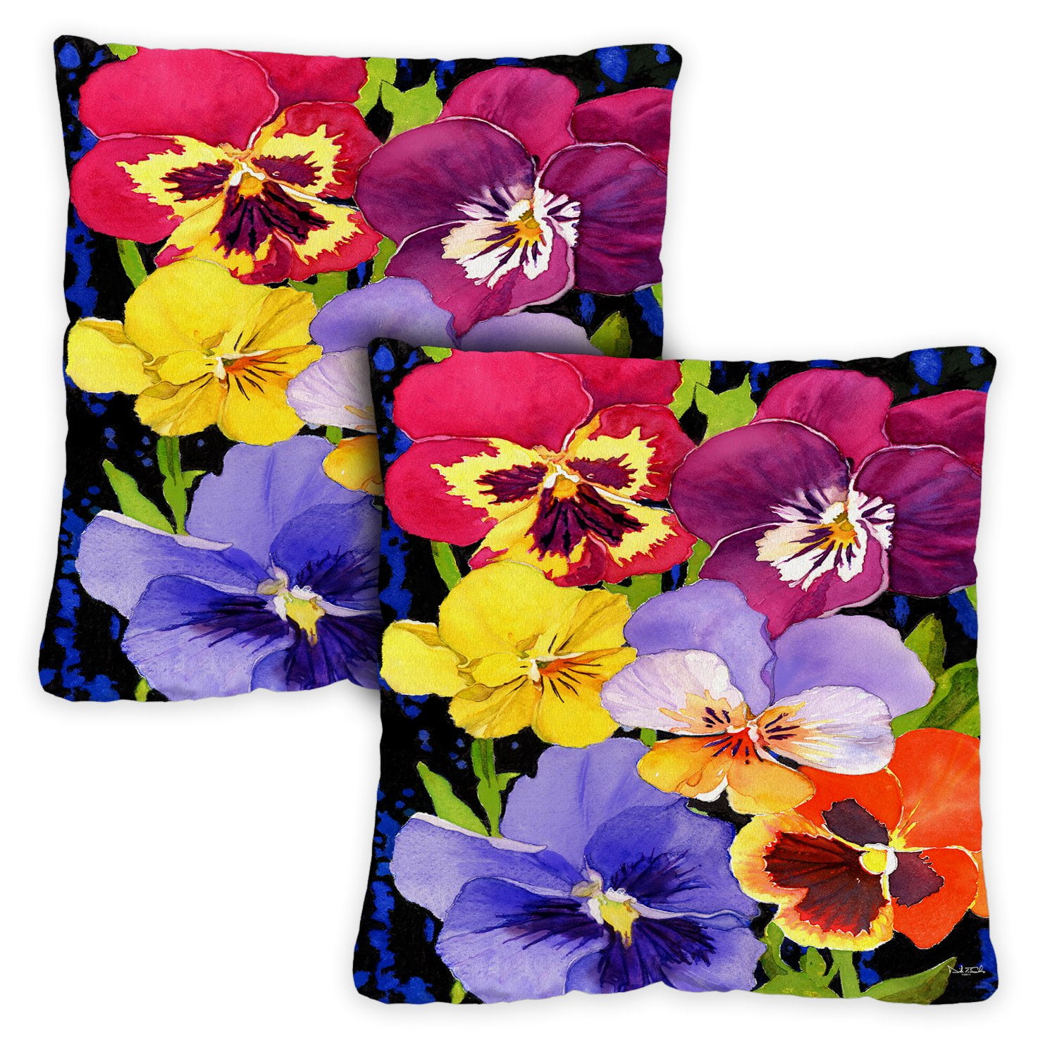 Toland Home Garden Set of 2 Pansy Perfection Spring Pillow Covers 18x18