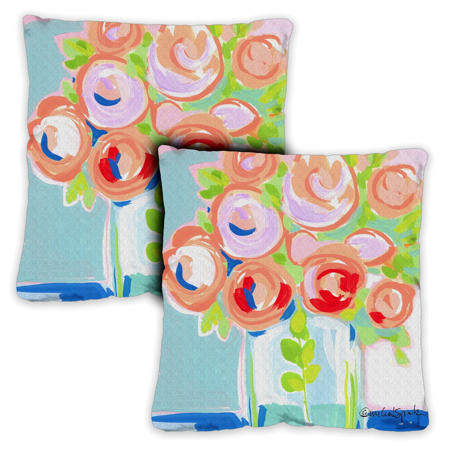 Toland Home Garden Set of 2 Rosebud Bunch Spring Pillow Covers 18x18