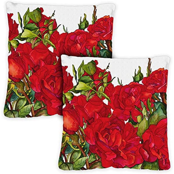 Toland Home Garden Set of 2 Rosette Blooms Spring Pillow Covers 18x18 Inch Flower Throw Pillows