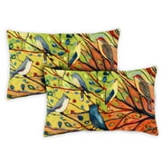 Toland Home Garden Set of 2 Tree Birds Spring Summer Pillow Covers 12x18 Inch Fall Throw Pillows