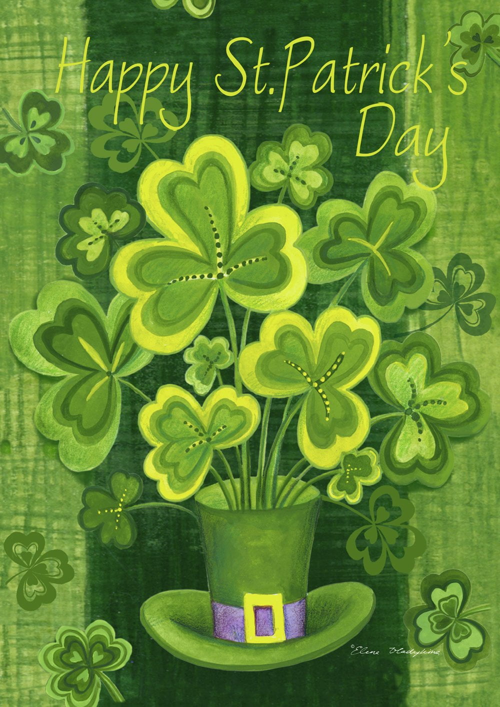 Happy St. Patrick's Day Green Polyester Garden Flag