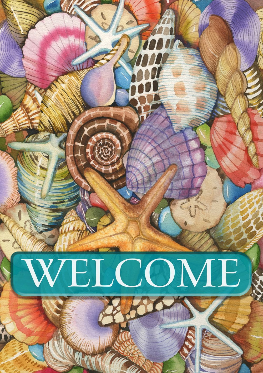 Toland Home Garden Shells of the Sea Welcome Beach Welcome Flag Double ...