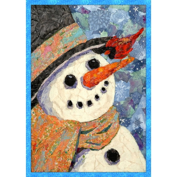 Toland Home Garden Snowman And Cardinal Bird Winter Flag Double Sided 28x40 Inch
