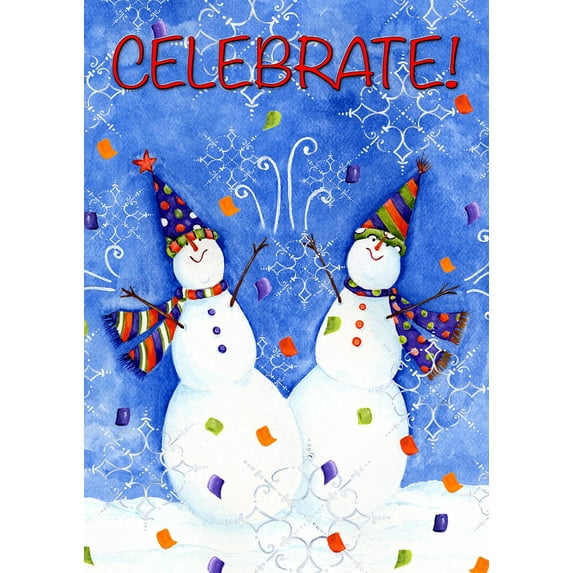 Toland Home Garden Snowman Celebration Party Winter Flag Double Sided 28x40 Inch
