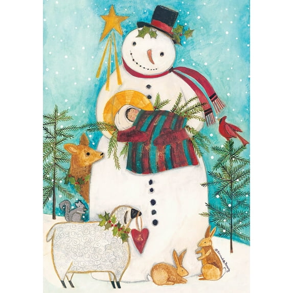 Toland Home Garden Snowman Nativity Christmas Winter Flag Double Sided 12x18 Inch