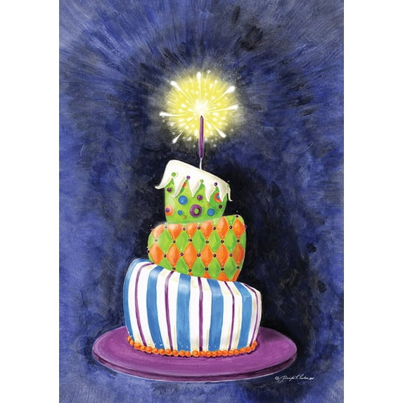 Toland Home Garden Sparkling Birthday Present Cake party Birthday Flag Double Sided 28x40 Inch