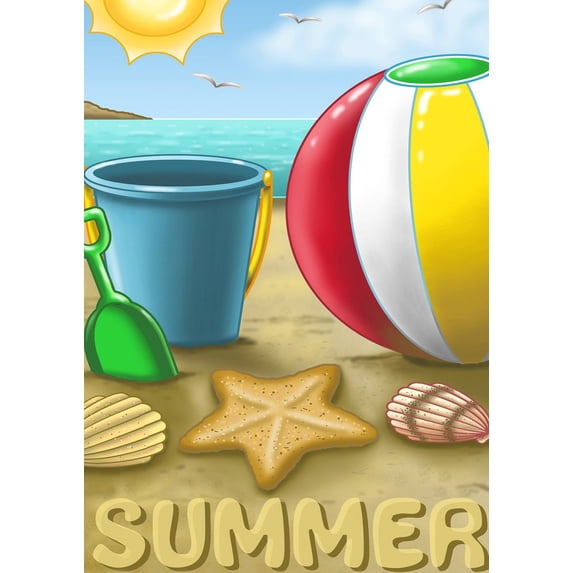 Toland Home Garden Summer Beach Ball Beach summer Flag Double Sided 12x18 Inch