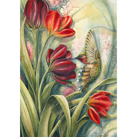 Toland Home Garden Thirsty Bird Bird Hummingbird Flag Double Sided 12x18 Inch