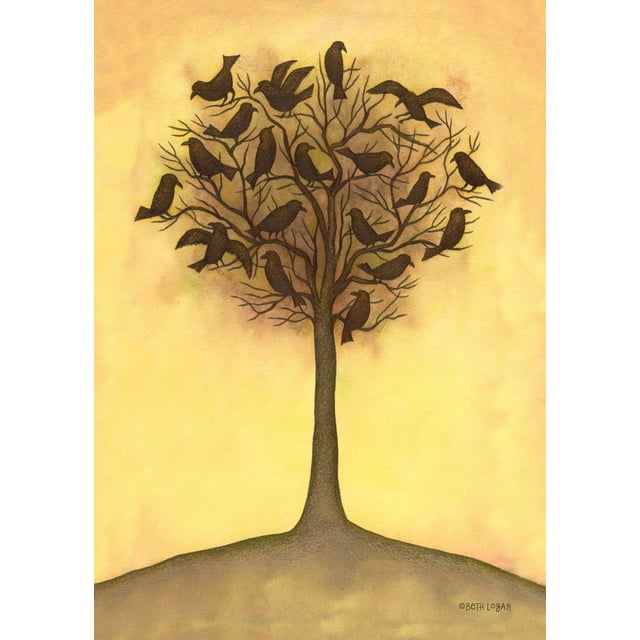 Toland Home Garden Tree Crows Bird Fall Flag Double Sided 12x18 Inch