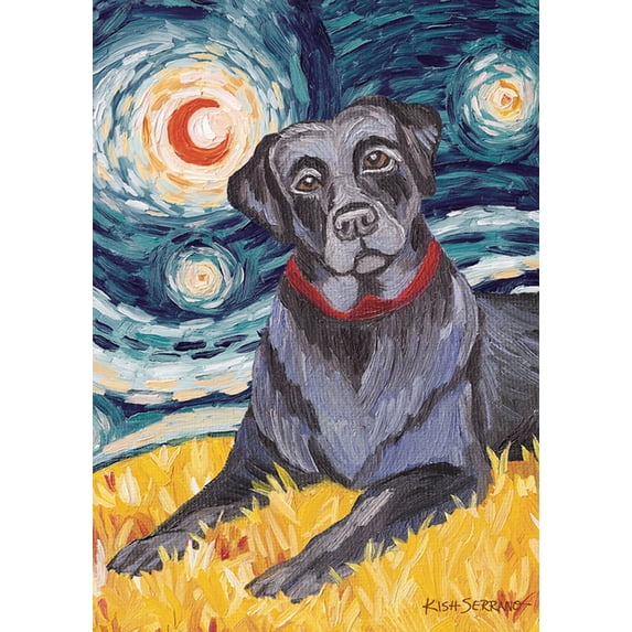 Toland Home Garden Van Growl-Black Lab Black Lab Dog Flag Double Sided 12x18 Inch