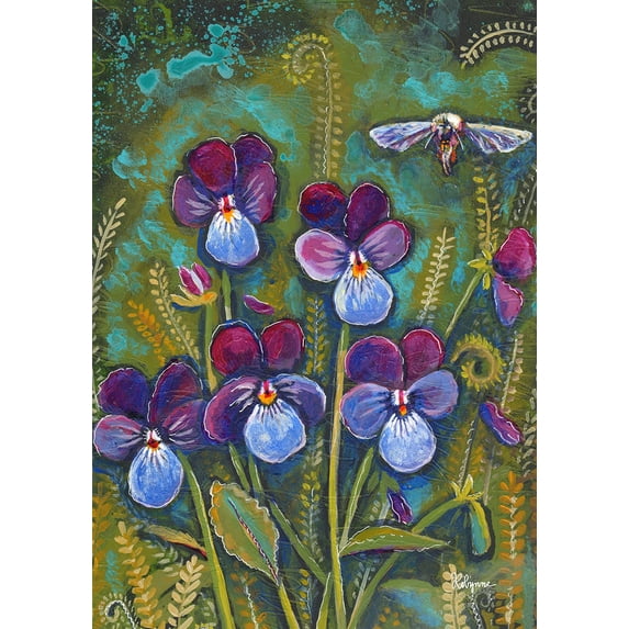 Toland Home Garden Viola Blooms Flowers Flower Flag Double Sided 12x18 Inch