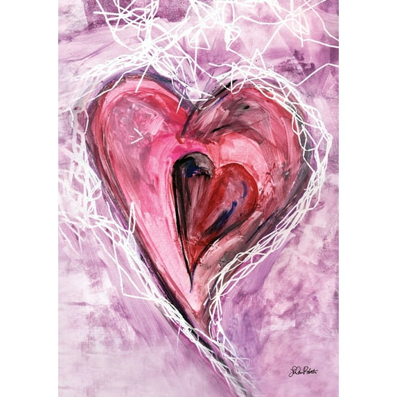 Toland Home Garden Watercolor Heart Valentines Day Valentine Garden Flag Double Sided 28x40 Inch