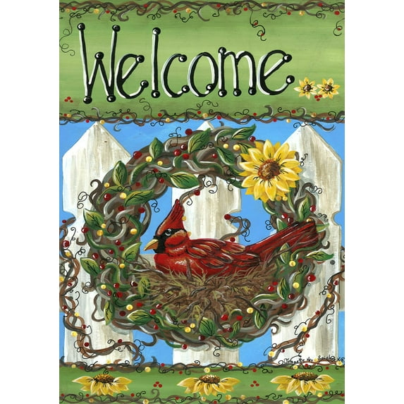 Toland Home Garden Welcome Nest bird Welcome Flag Double Sided 12x18 Inch