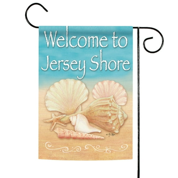 Toland Home Garden Welcome Shells-Jersey Shore Beach Jersey Shore Flag Double Sided 12x18 Inch