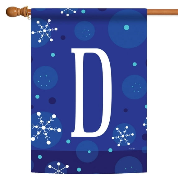 Toland Home Garden Winter Snowflakes Monogram D Personalized Winter Flag Double Sided 28x40 Inch