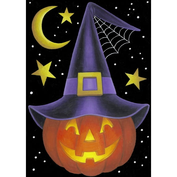 Toland Home Garden Witch Pumpkin Jack O Lantern Halloween Flag Double Sided 28x40 Inch
