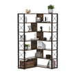 thumbnail image 1 of Xilingol Corner Bookshelf, 6 Shelf Bookcase , Farmhouse Book Shelves, Mid Century Vintage L Shaped Bookshelf, Rustic Brown, 1 of 6
