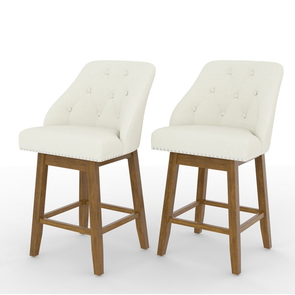 Tolead 26" Swivel Counter Height Bar Stools - Set of 2, Beige