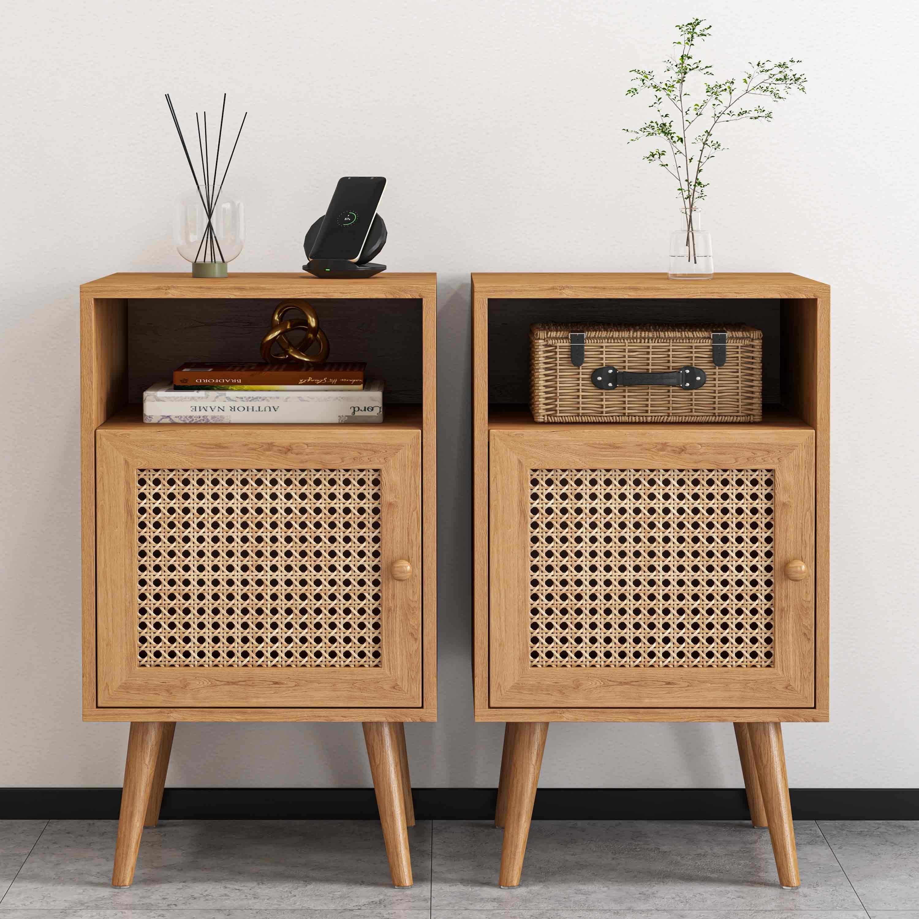 Tolead Rattan Bedroom Nightstand Set, Boho Bedside Table Tolead Rattan Bedroom Nightstand Set, Boho Bedside Table