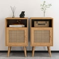 thumbnail image 1 of Tolead 2Pcs Rattan Nightstand Set, Boho Side Table with Handmade Rattan Decorated Drawer, Natural, 1 of 9