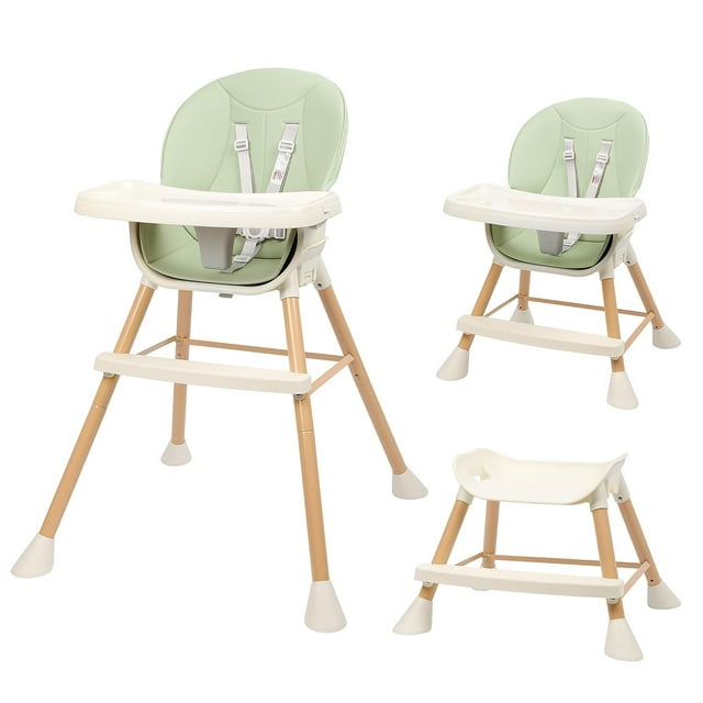 Tolead 3in1 Green Baby High Chair, Adjustable Height & Tray, Safety