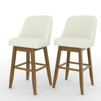 Tolead 30" Upholstered Swivel Counter Bar Stools with Back and Wood Legs - Set of 2, Beige