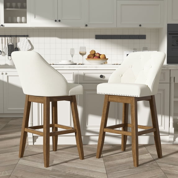 Tolead 30" Upholstered and Has Back Counter Bar Stools - Set of 2, Beige