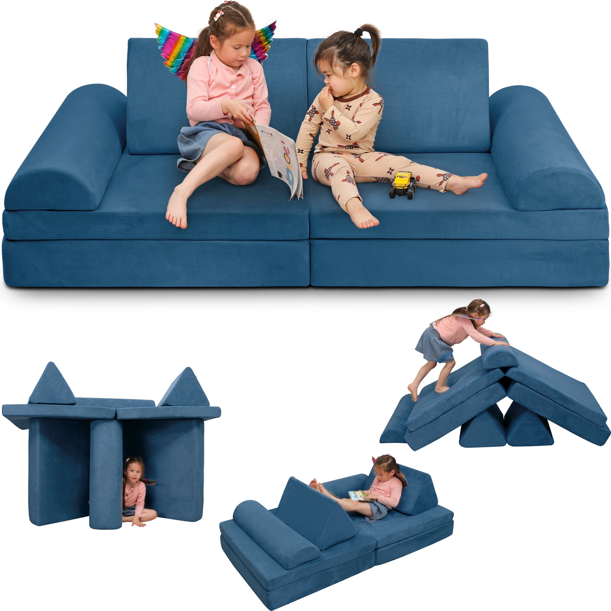 Tolead 6 pcs Play Couch for Kids Imaginative Furniture, Toddlers, Large,  Navy Blue