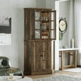 thumbnail image 1 of Tolead 67" Tall Farmhouse Corner Cabinet, 6 Tier Height-adjustable Corner Pantry Cabinet with Glass Door, 1 of 8