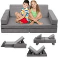 thumbnail image 1 of Tolead 6pcs Modular Kids Play Couch Child Sectional Sofa, Imaginative Furniture Play Set, Gray, 1 of 8