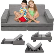 Tolead 6pcs Modular Kids Play Couch Child Sectional Sofa, Imaginative Furniture Play Set, Gray