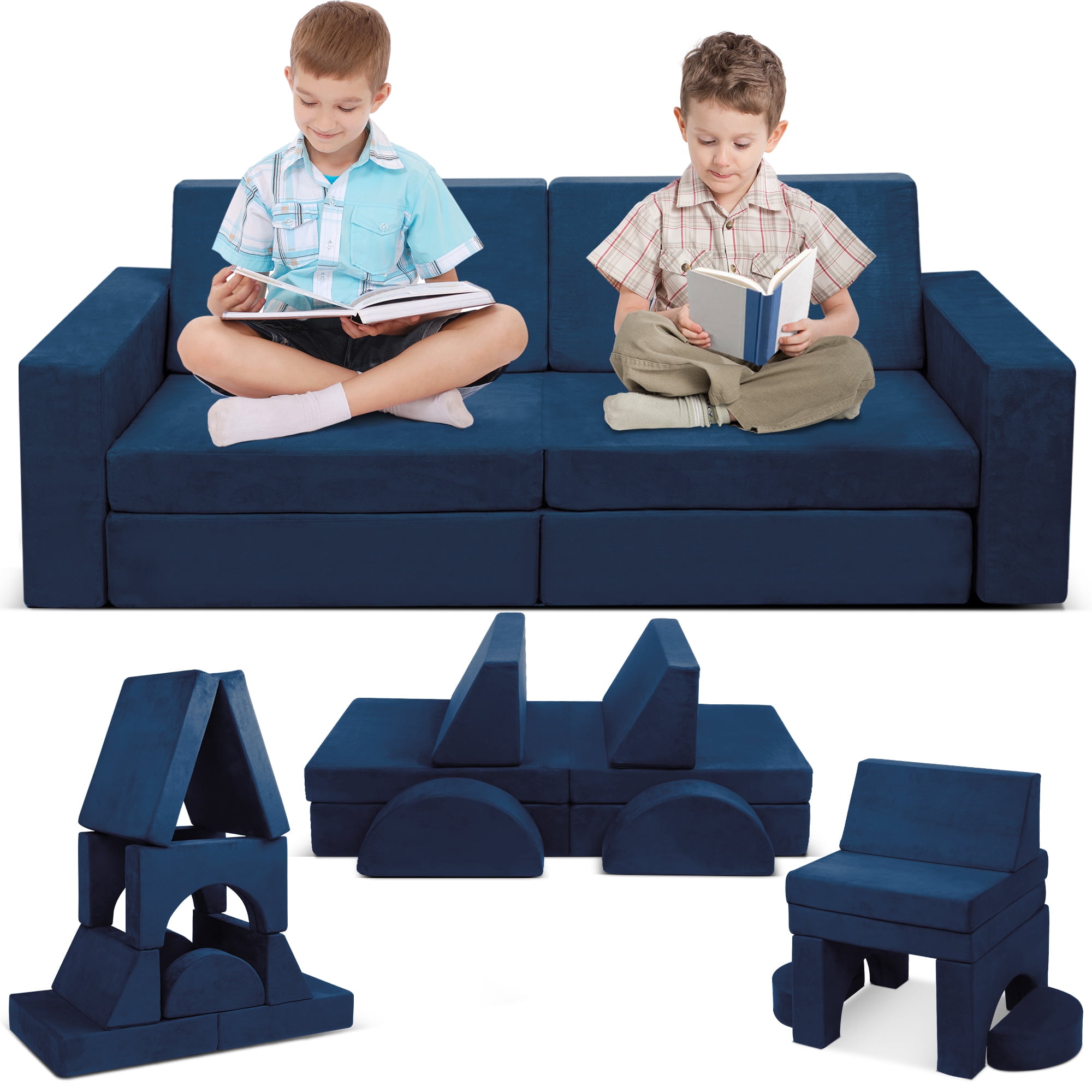 Tolead Modular Kids Play Couch Child Sectional Sofa, Imaginative Furniture  Play Set for Creative Kids,Toddler to Teen Bedroom Furniture, Girls and Boys  Playroom Convertible Sofa, Gray