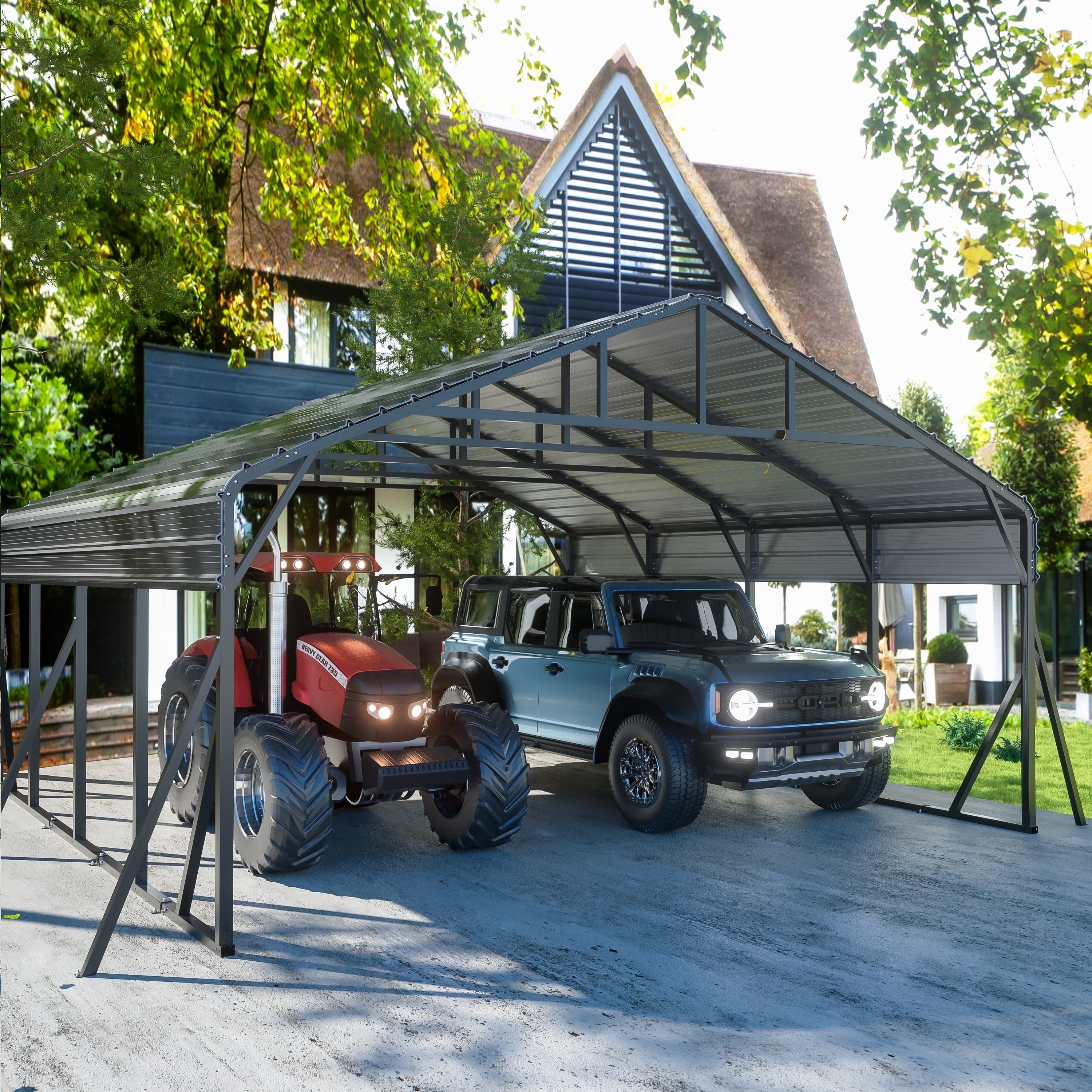 Tolead Heavy-Duty Galvanized Steel Carport – 20x20 FT All-Weather Shelter for Trucks, Boats & Outdoor Storage