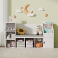 thumbnail image 1 of Zidtia Kids Bookshelf with Reading Nook & Seat Cushion, 7 Storage Cubbies, Bedroom, Playroom, Nursery, White, 1 of 8