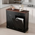 thumbnail image 1 of Tolead Kitchen Double Trash Cabinet Tilt Out Free Standing Storage Can with Hideaway Drawer and Countertop, Wood, Black, 1 of 7