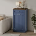 thumbnail image 1 of Tolead Kitchen Single Trash Cabinet Tilt Out Free Standing Storage Can with Hideaway Drawer and Countertop, Wood, Blue, 1 of 7