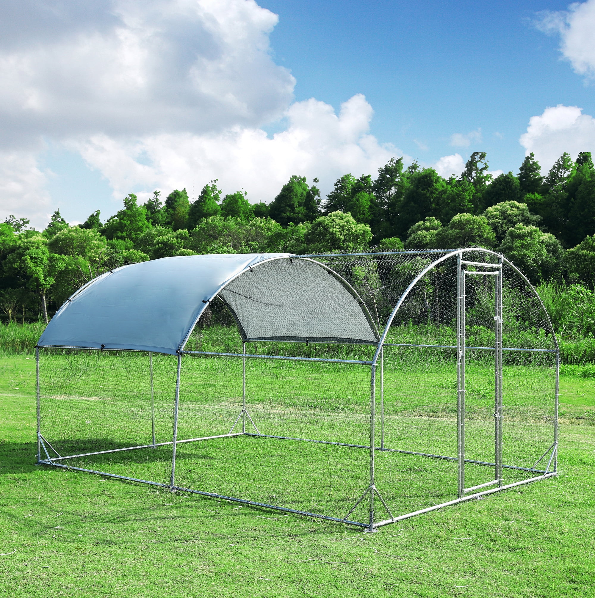 Tolead Large Metal Chicken Coop with Water-Resident and Anti-UV Cover, Outdoor, Silver Tolead Large Metal Chicken Coop with Water-Resident and Anti-UV Cover, Outdoor, Silver