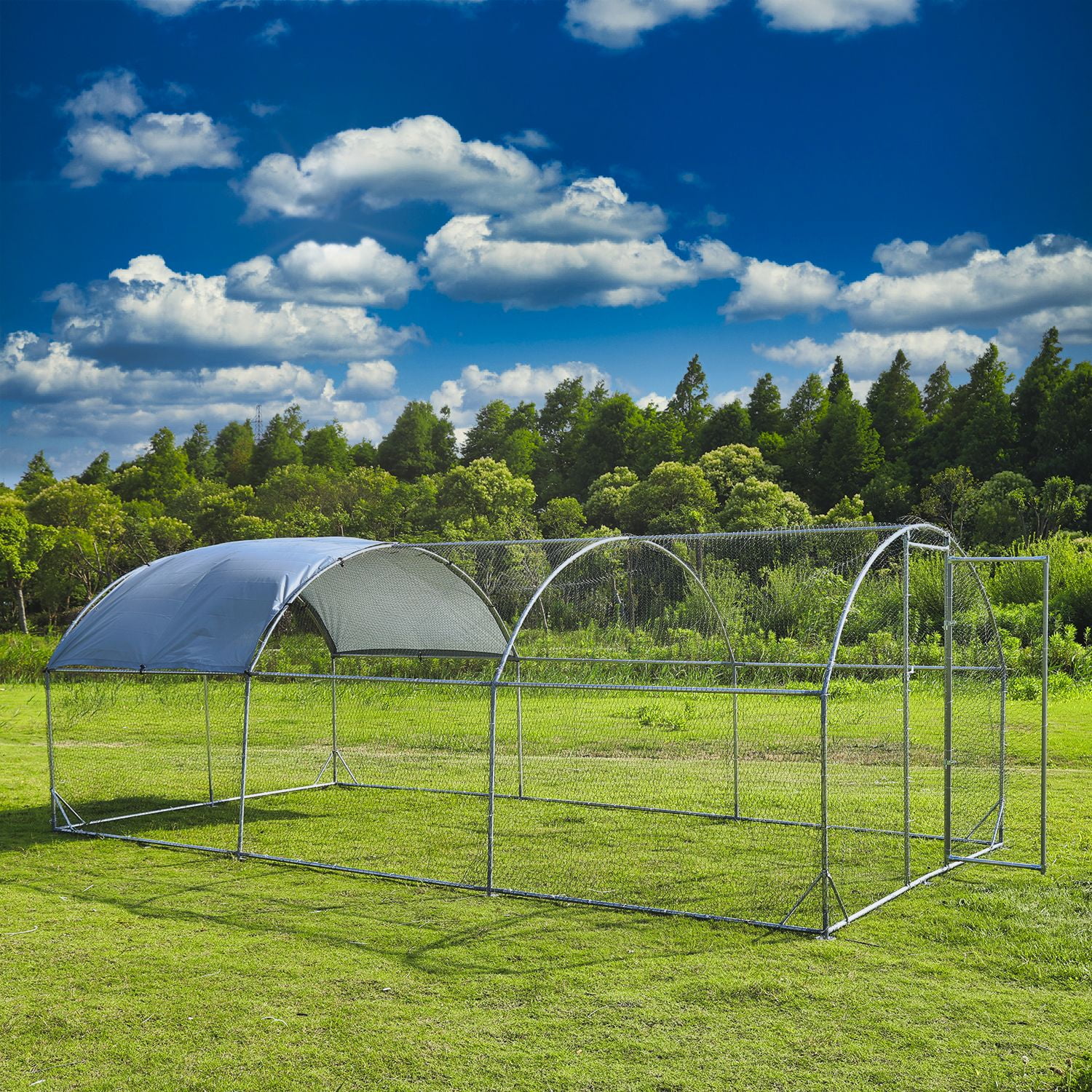 Tolead Large Metal Predator Proof Chicken Coop with TriSupporting Wire Mesh, AntiUV Cover