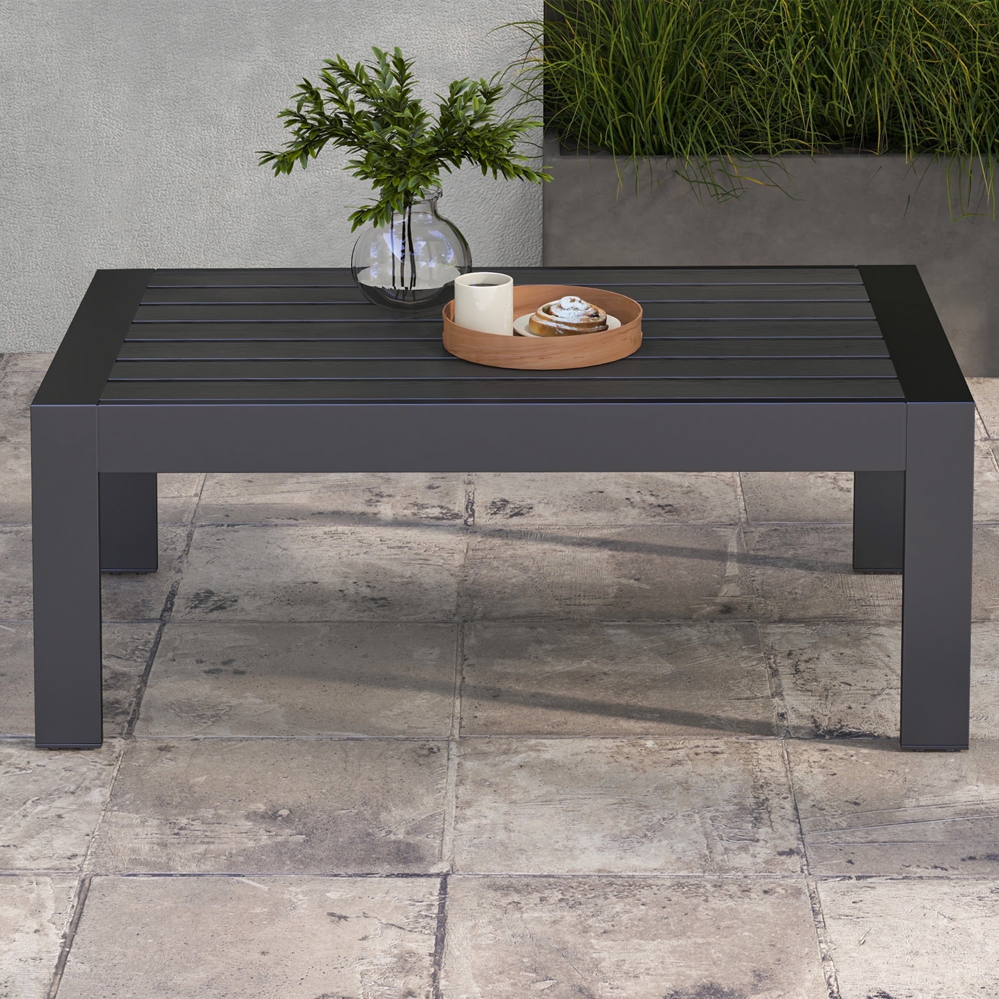 Tolead Outdoor Aluminum Patio Furniture Set, Dark Gray