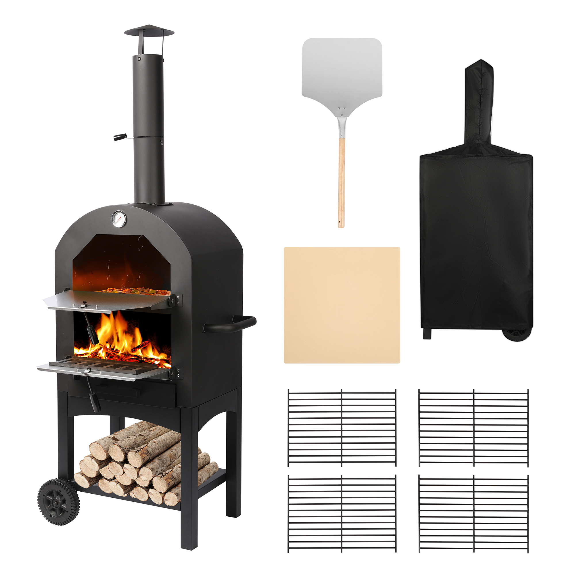 Tolead Outdoor Wood Burning Pizza Oven with Waterproof Cover, Black - image 1 of 11