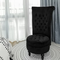 Tolead Royal Velvet High Back Armless Chair w/Storage, Living Room, Furniture, Black