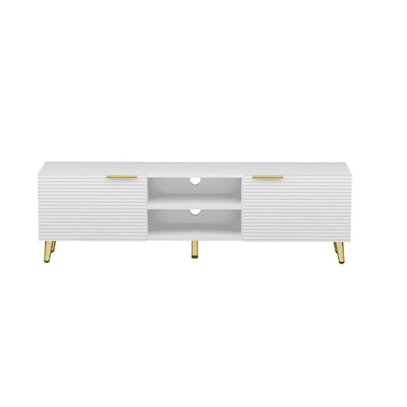Tolead TV Console Table with Doors and Shelves, White