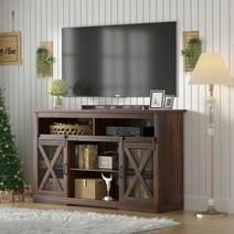 Tolead TV Stand with Sliding Barn Door, Up to 65" TV, Brown