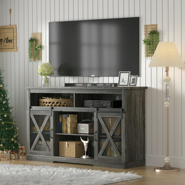 "Tolead Farmhouse Entertainment Center Console, TV Stand with Sliding